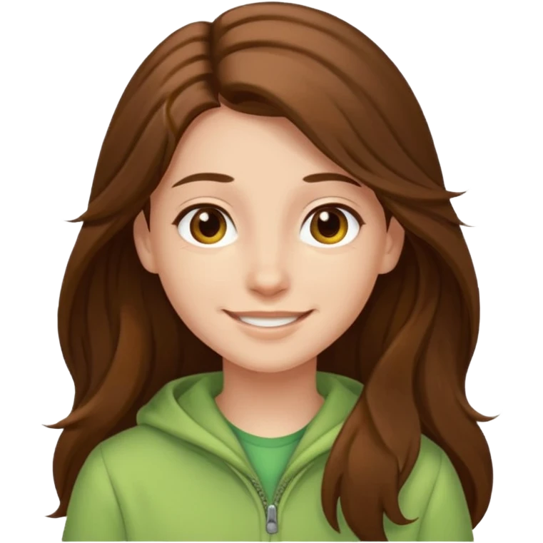 

"You have long brown hair that frames your face beautifully. Your skin is fair, giving you a fresh and youthful appearance. You have a warm smile that lights up your features. Your style is casual and comfortable, often wearing soft colors like light green that complement your look."

 emoji