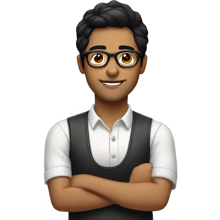 Barista with black hair and glasses emoji