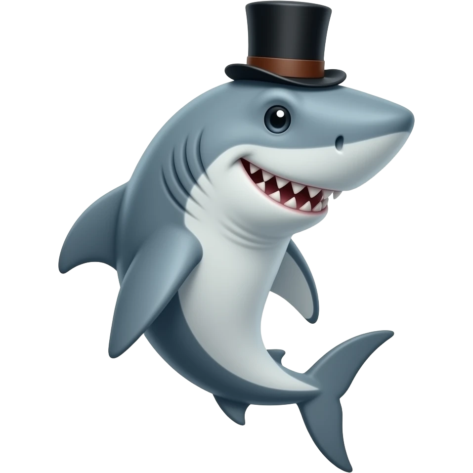 Shark with a top hat emoji