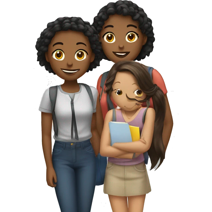 Three girl friends students  emoji