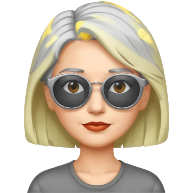 Woman with cool grey hair and shades emoji