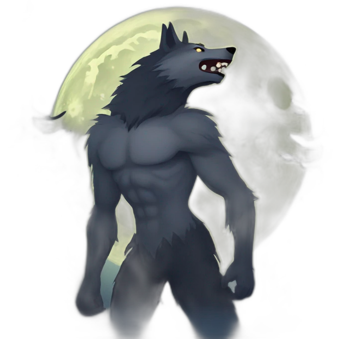werewolf under full moon in forest emoji