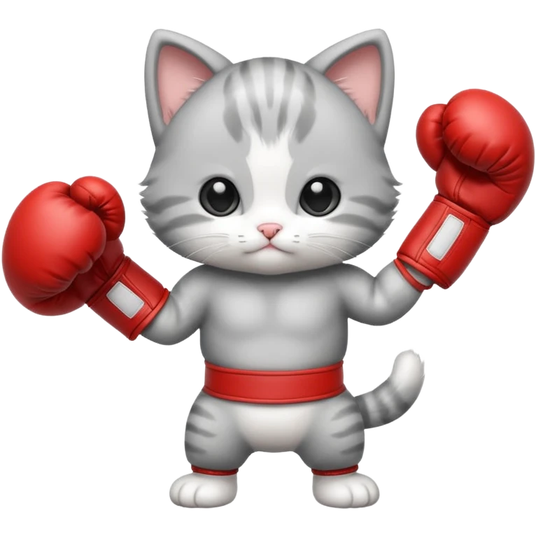 Adorable baby kitten standing with boxing gloves  emoji