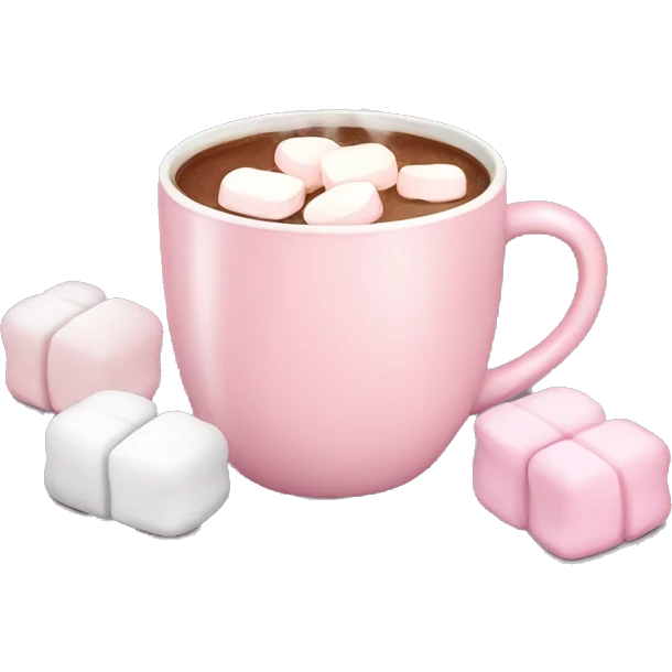 Lights Pink mug of hot chocolate with marshmallows  emoji