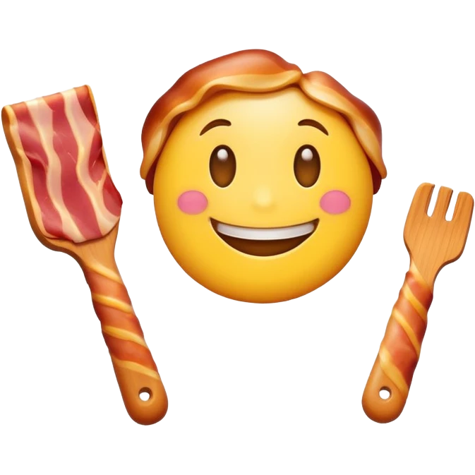 smiling emoji holding a bacon strip emoji