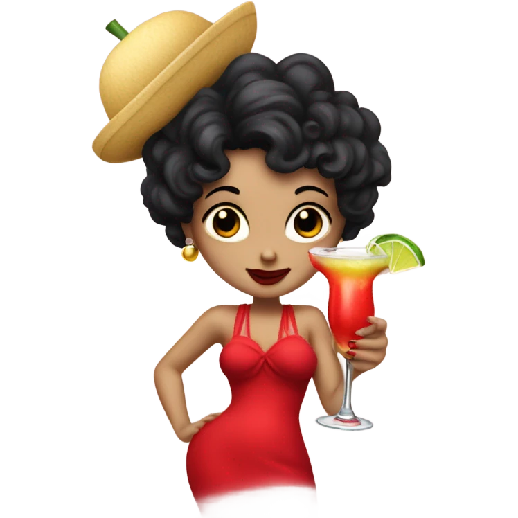Betty boop wearing a red dress drinking a margarita  emoji