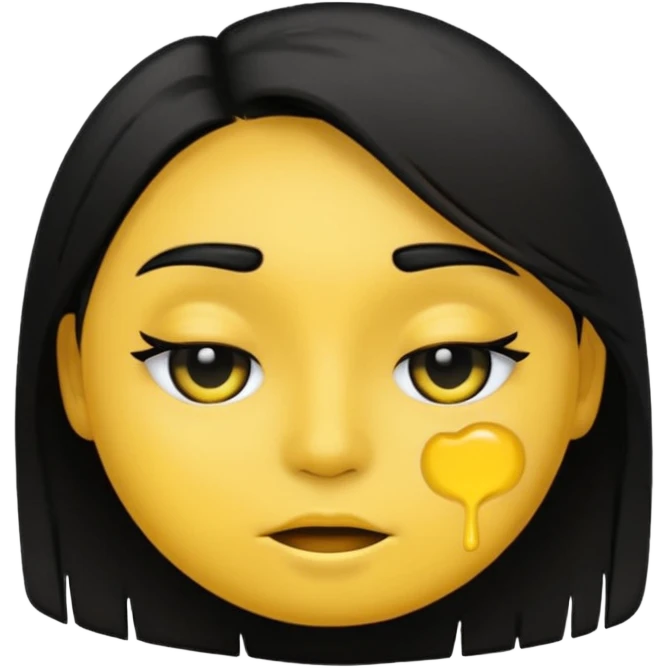 make a normal yellow face emoji but as an emo so black hair brushed the the side covering one eye and black eyeshadow emoji