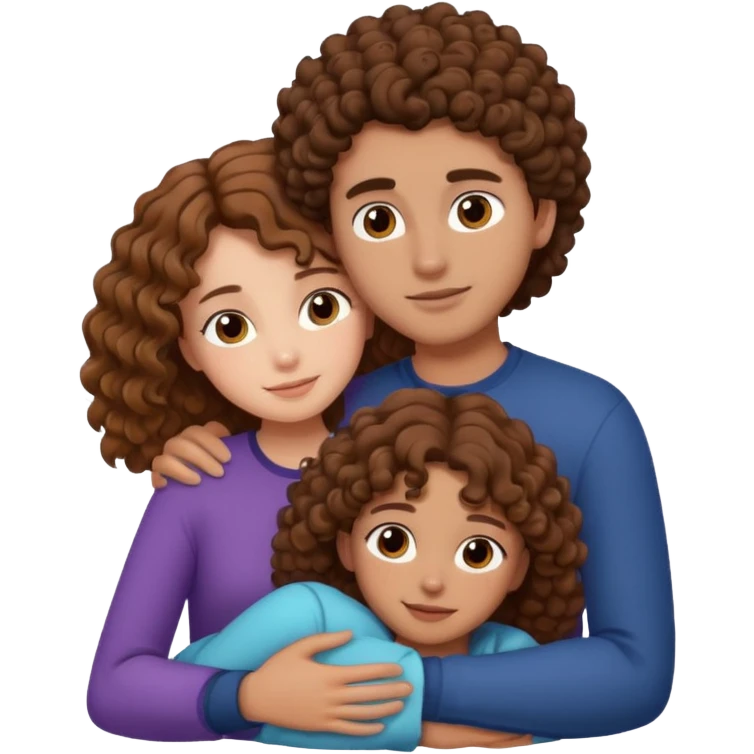 Girl with brown hair cuddle with curly hair guy brown hair  emoji