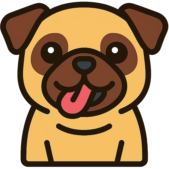 cute pug dog icon with a playful expression emoji