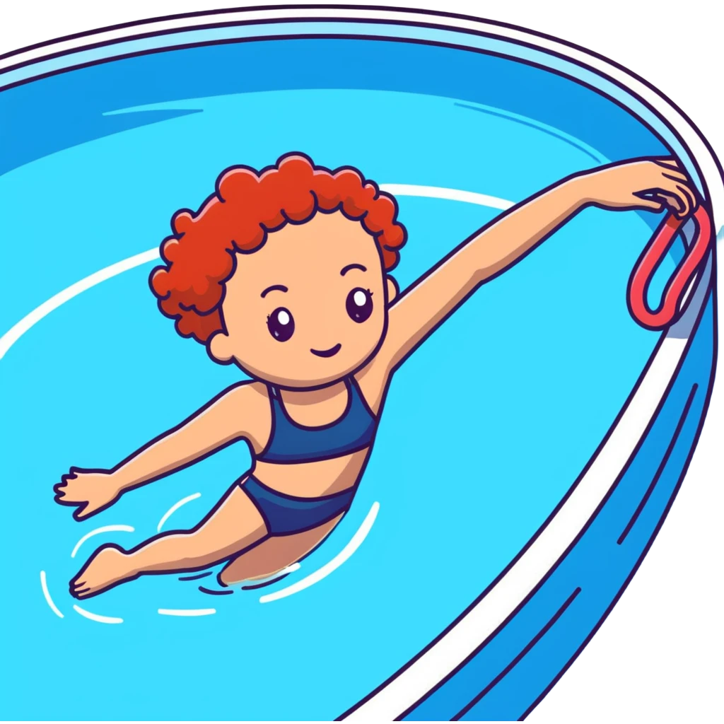 22-year-old white female athlete swimmer with curly red hair about to enter a pool emoji