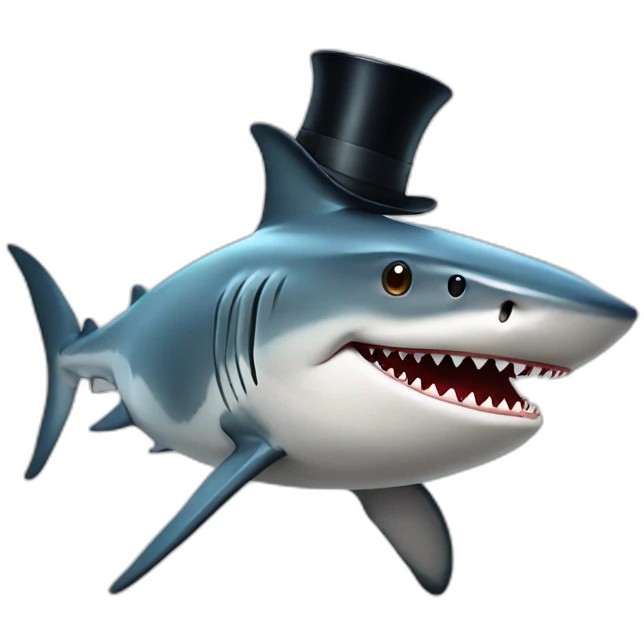 Shark with a top hat emoji