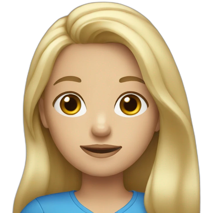 blonde girl with long hair dressed in blue shirt emoji