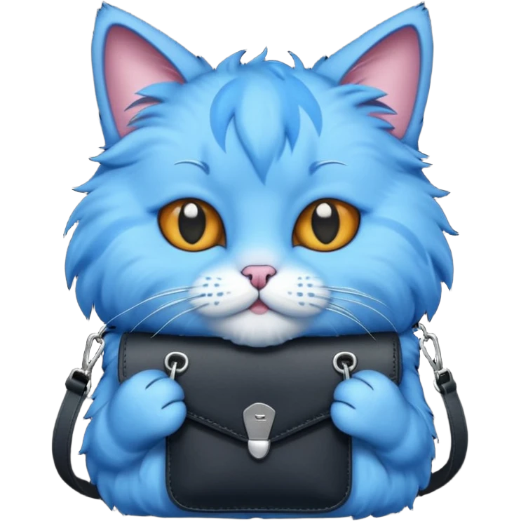 Blue cat with black bag emoji