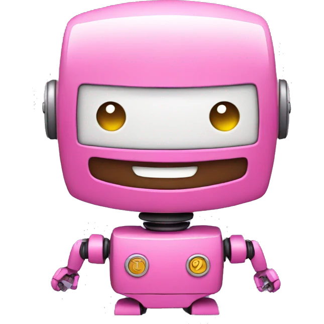 a pink robot with smile emoji