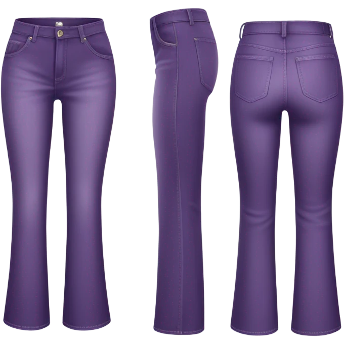 Realistic Wide Long leg high waisted purple jeans, isolated emoji