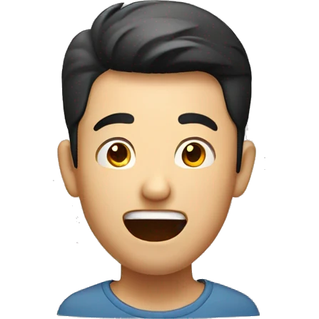 Smiling Chinese man have a surprised emoji