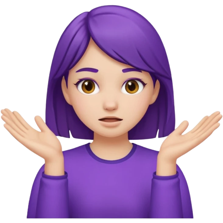 slapping face, girl wearing violet emoji