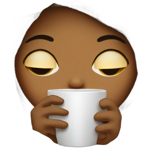 girl inside a blanket sipping coffee eyes closed emoji