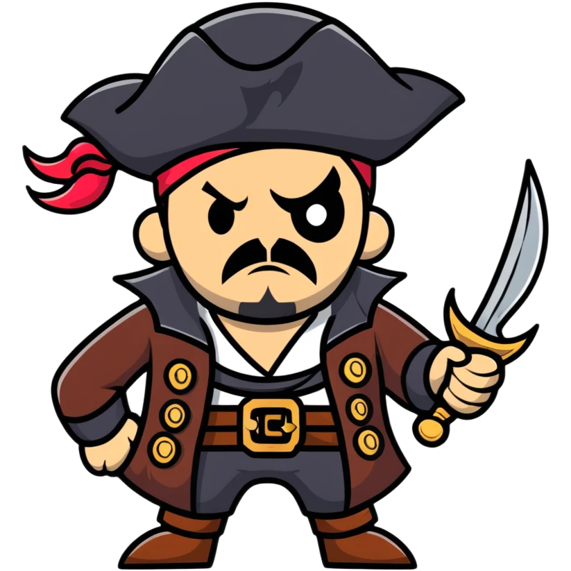 fierce pirate captain with hook hand emoji