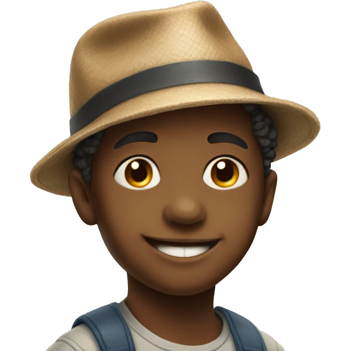 smiling boy in hat portrait emoji
