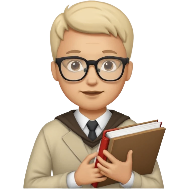 Nerd man wearing glasses with the book and computer emoji