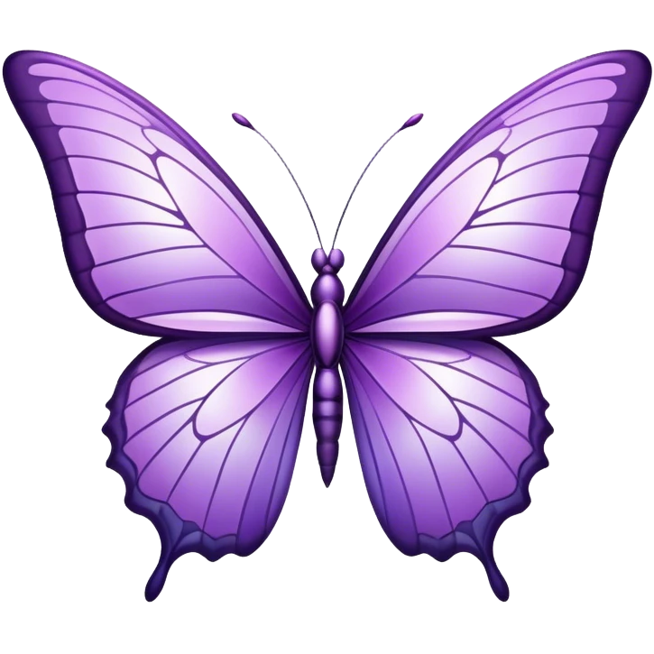a stunningly detailed butterfly with lilac and purple wings. The wings should display a harmonious blend of swirling and geometric designs, giving them a mystical and artistic feel. The butterfly should have a graceful, elongated body with a subtle metallic sheen, enhancing its enchanting presence. emoji