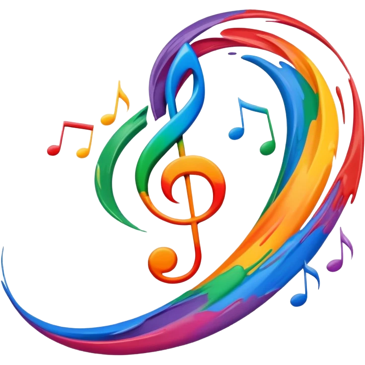Abstract swirl combining a paint stroke, music note, and stage curtain – symbol of diverse artistic expression emoji