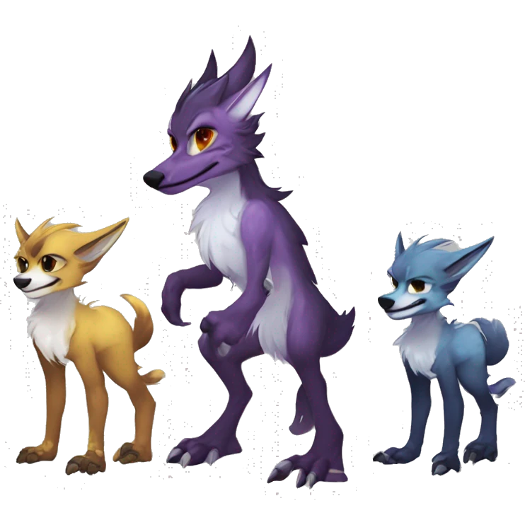 Cute Protogen-vernid-sergal-wickerbeast-fantasy-animal-fursona griffsnuff & LiLaiRa & Falvie full body emoji