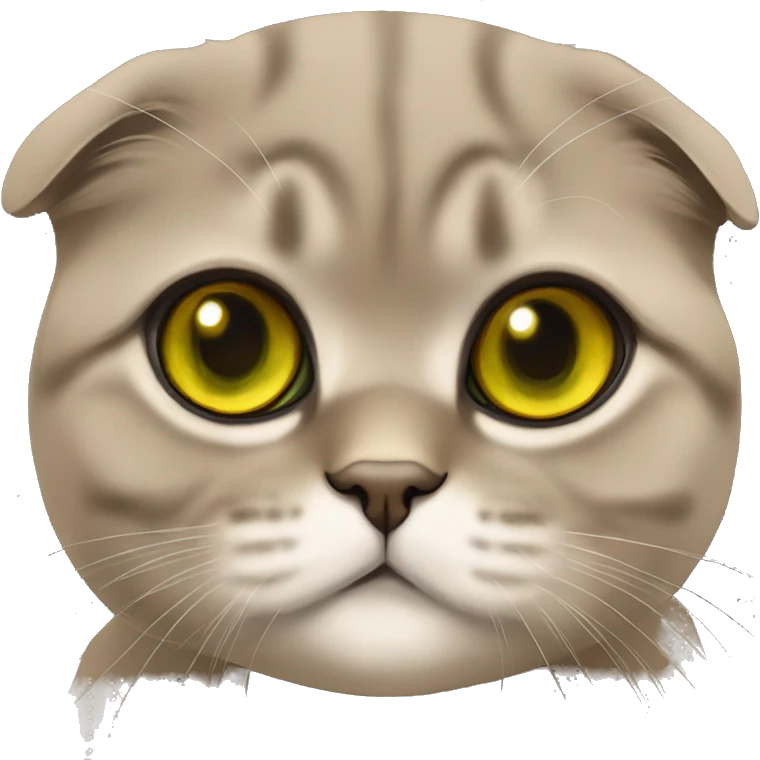 Brown scottish fold with yellow green eyes  emoji