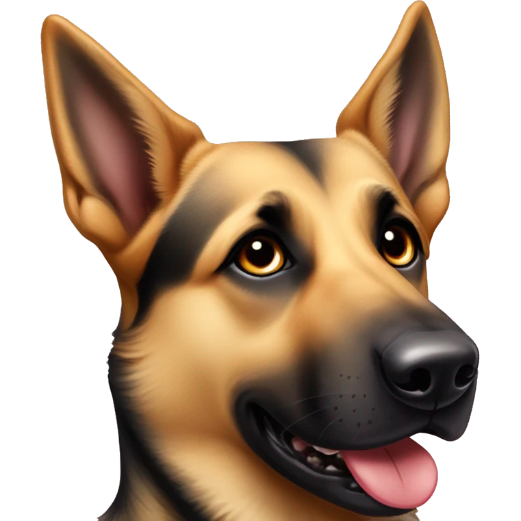 German shepherd with tongue out and tan Labrador retriever with black around his eyes emoji
