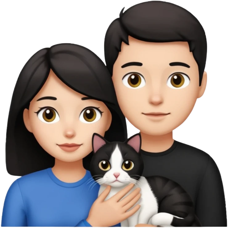 Casal com gato preto com branco emoji