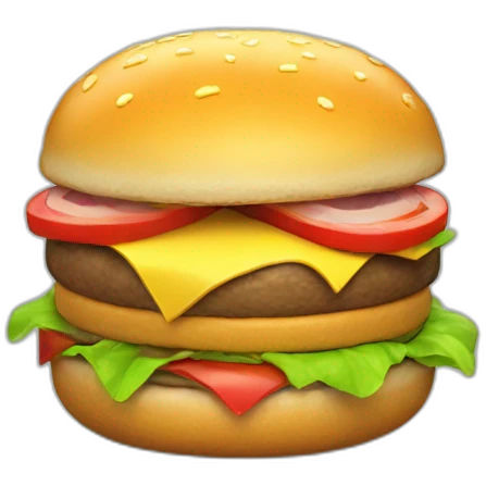 cartoon hamburger 3d, without cheese emoji