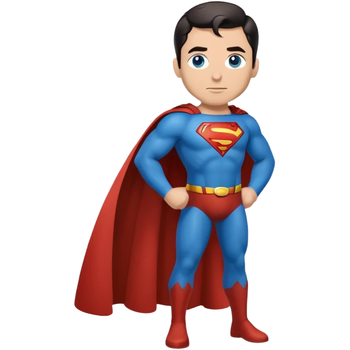 flying superman，full body, blue eyes emoji