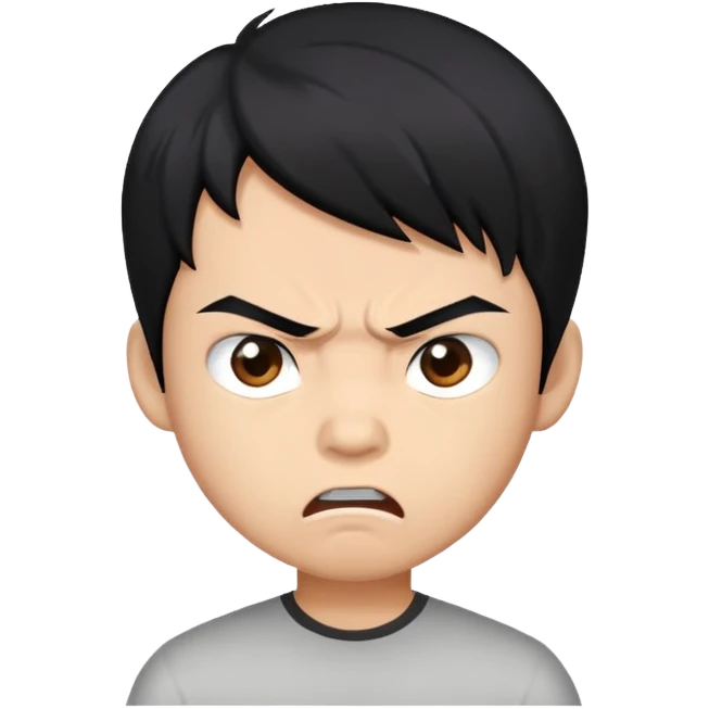 Engry blackhair asian boy emoji