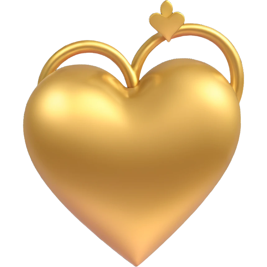 3D emoji style gold heart, metallic and luxurious emoji