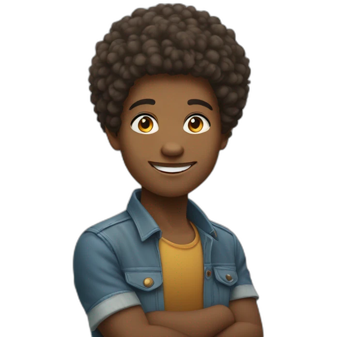 young african descendant showing thumb up with friendly face and an afro haircut emoji
