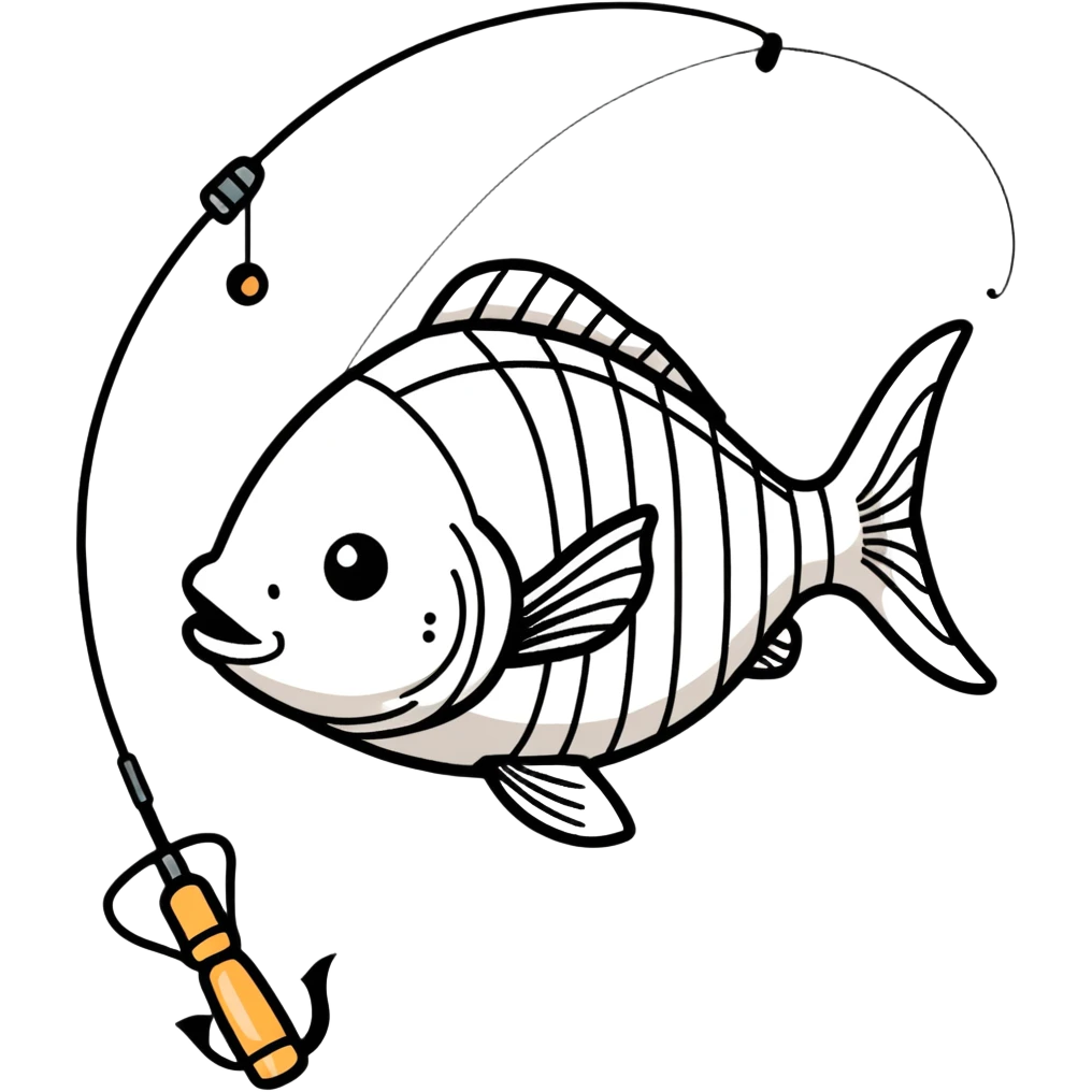 Fish with a fishing pole emoji