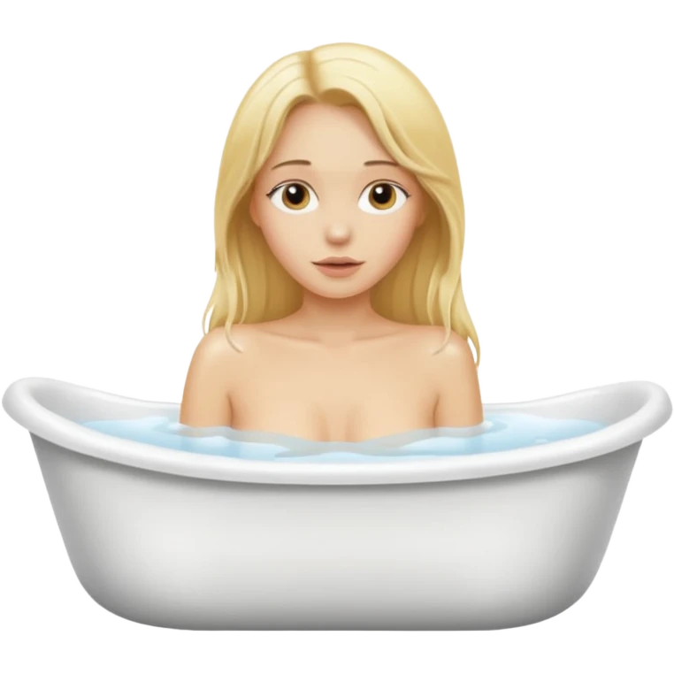 Nude woman, thin, long hair blonde, C Cup, in bathtub emoji