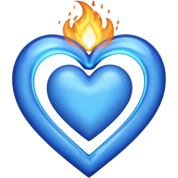 Blue heart with big BLUE flame NO RED OR ORANGE emoji