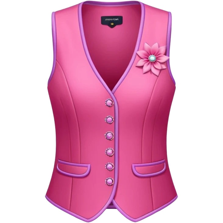 a stylish women’s vest, sleeveless, elegant and decorative design, in a bright pink color with small cute details, feminine and fancy look, no background, ONLY VEST emoji
