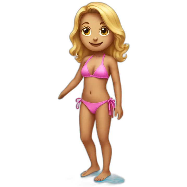 girl in pink bikini on a surfboard emoji