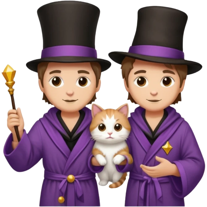 magician couple and their pet cat emoji