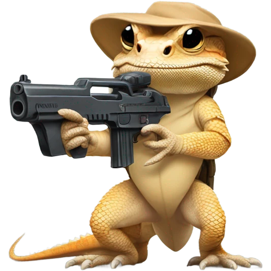 Bearded dragon with a gun  emoji