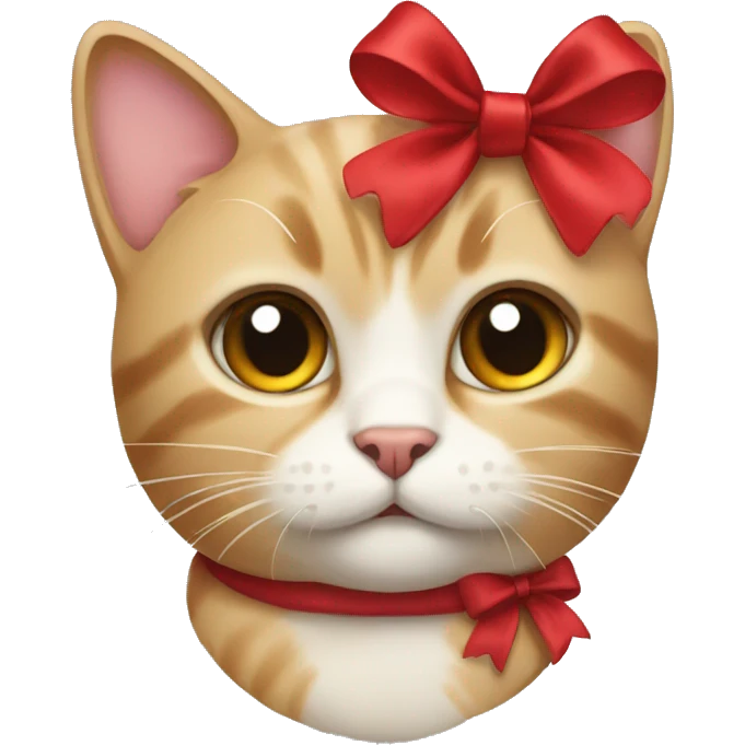 Cat wearing a red bow emoji