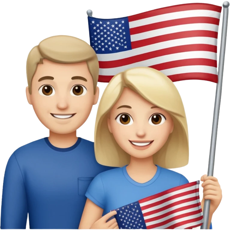 american flag hold in hands by a couple emoji