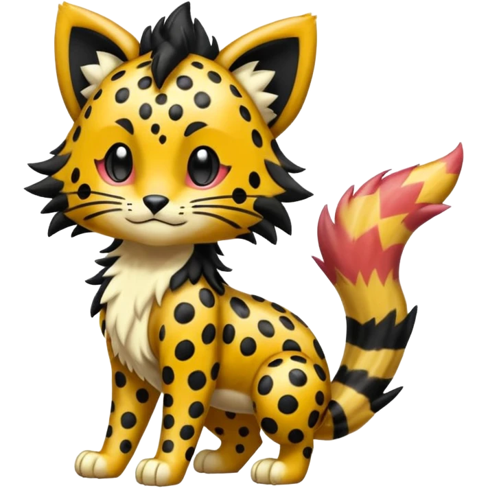 Glossy Sparkly Gembonded Spotty Stripy Hairy Floofy-Poofy Liepard-Linoone-Litten-Pokémon-fusion-creature (full body) emoji