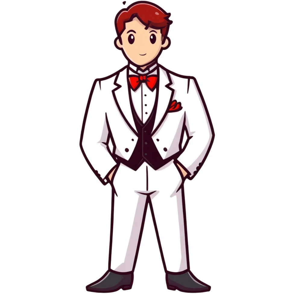 red and white formal tuxedo suit emoji