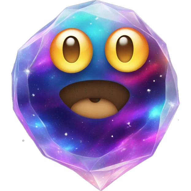 A vibrant, swirling galaxy inside a crystal, with tiny stars and cosmic dust floating around it.

 emoji