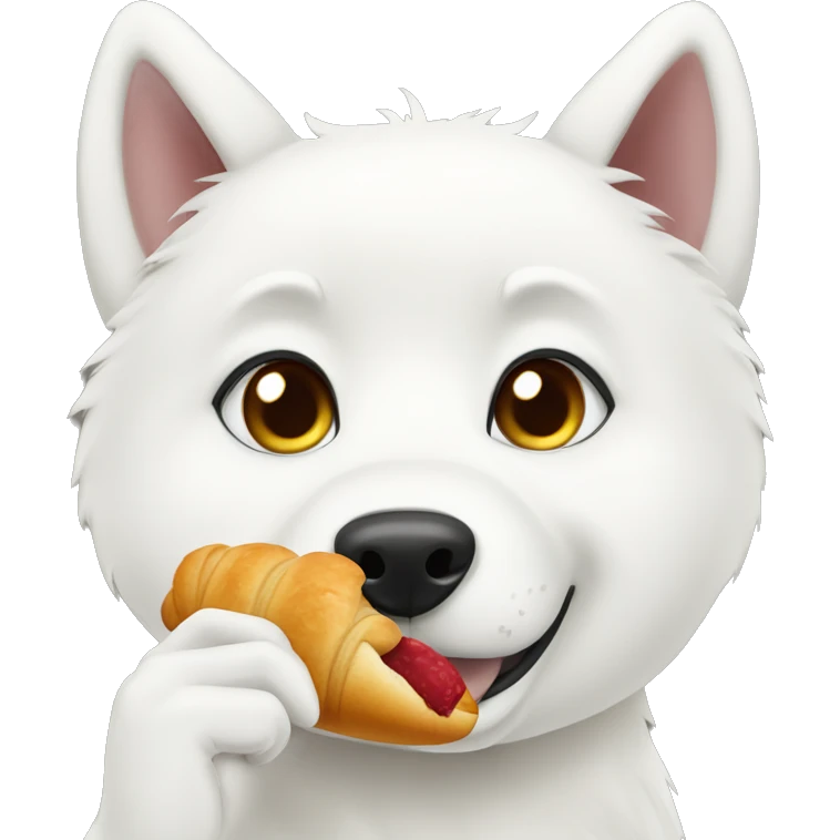 White husky eats the croissant  emoji