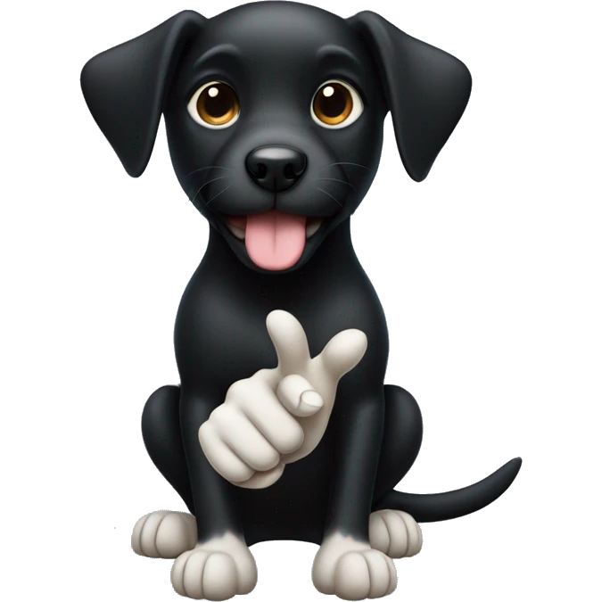 black dog puppy with thumbs up emoji